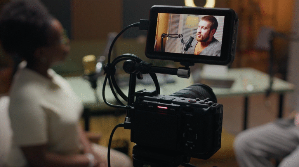 Behind-the-scenes image of a video coaching session for an in-house marketing team in Toronto