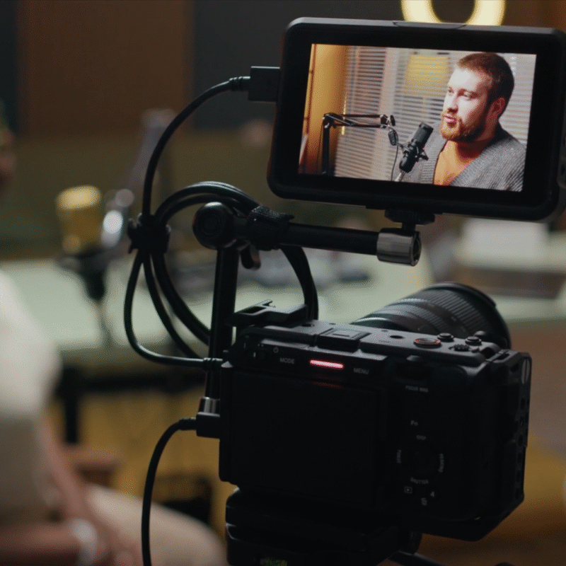 Behind-the-scenes image of a video coaching session for an in-house marketing team in Toronto